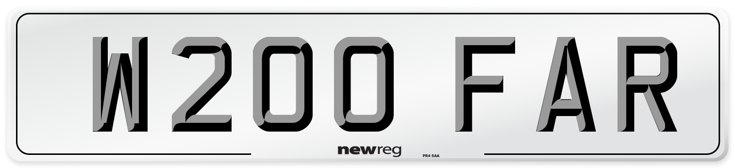 W200 FAR Number Plate from New Reg
